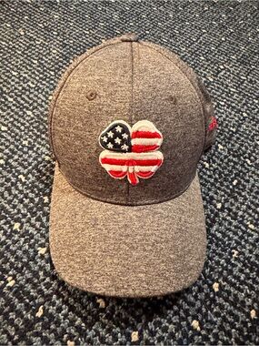 Gray LiveLucky Golf Hat with American Flag Shamrock Patch